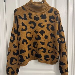 Cotton Emporium Cowl Neck Sweater Brown and Black